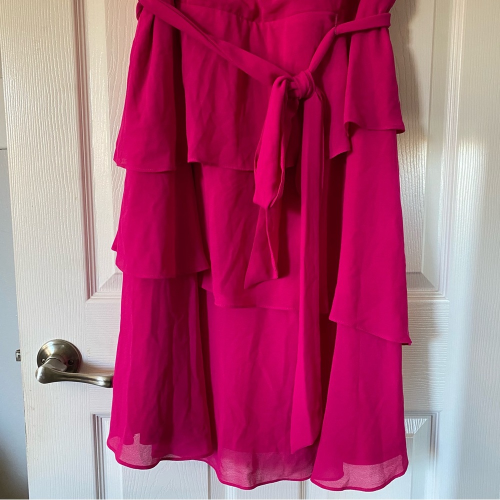 Jessica Howard Pink Ruffled Wrap Midi Dress - Picture 2 of 8